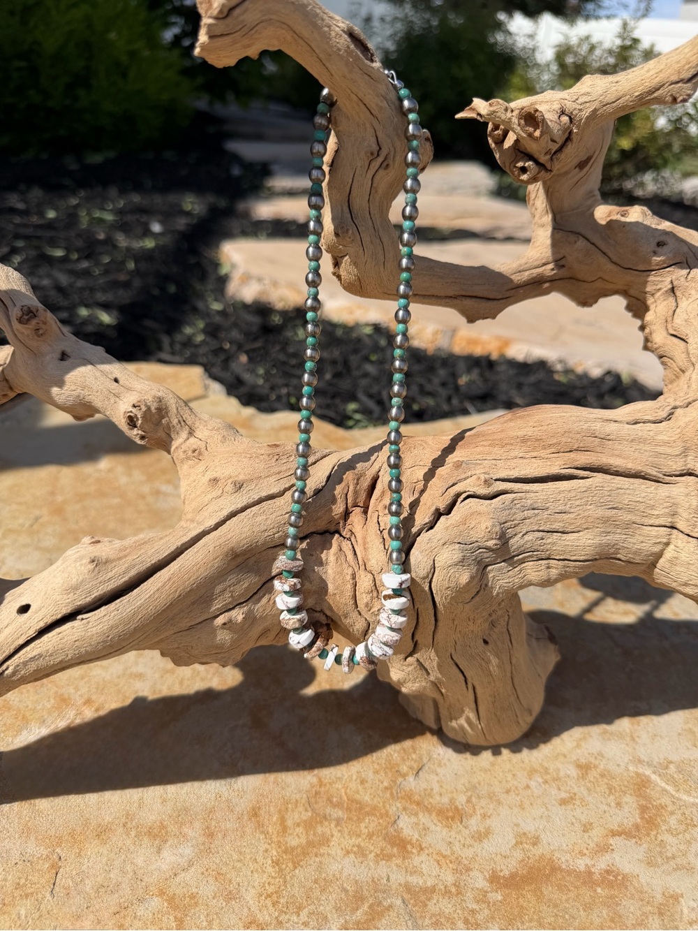 Hand-Strung Turquoise and Wild Horse Necklace